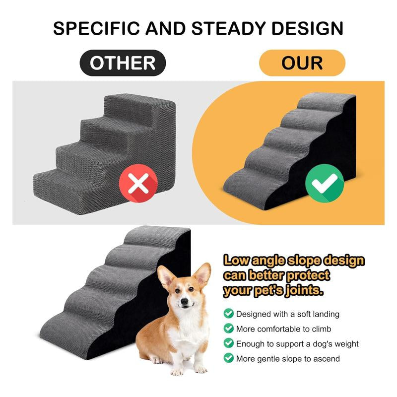 Pet Stairs for High Bed,4-5 Steps Dog Stairs Portable Indoor High Density Foam Removable Washable Cover Dog Ramp for Puppies, Older, and Injured Pets,Dog Furniture Couch Bed