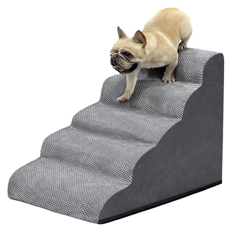 Pet Stairs for High Bed,4-5 Steps Dog Stairs Portable Indoor High Density Foam Removable Washable Cover Dog Ramp for Puppies, Older, and Injured Pets,Dog Furniture Couch Bed