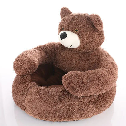 Cozy Bear Hug Pet Bed – Soft Plush Winter Cushion for Cats & Dogs, Warm & Comfortable Sleeping Mat, Ideal for Puppies and Small Pets.