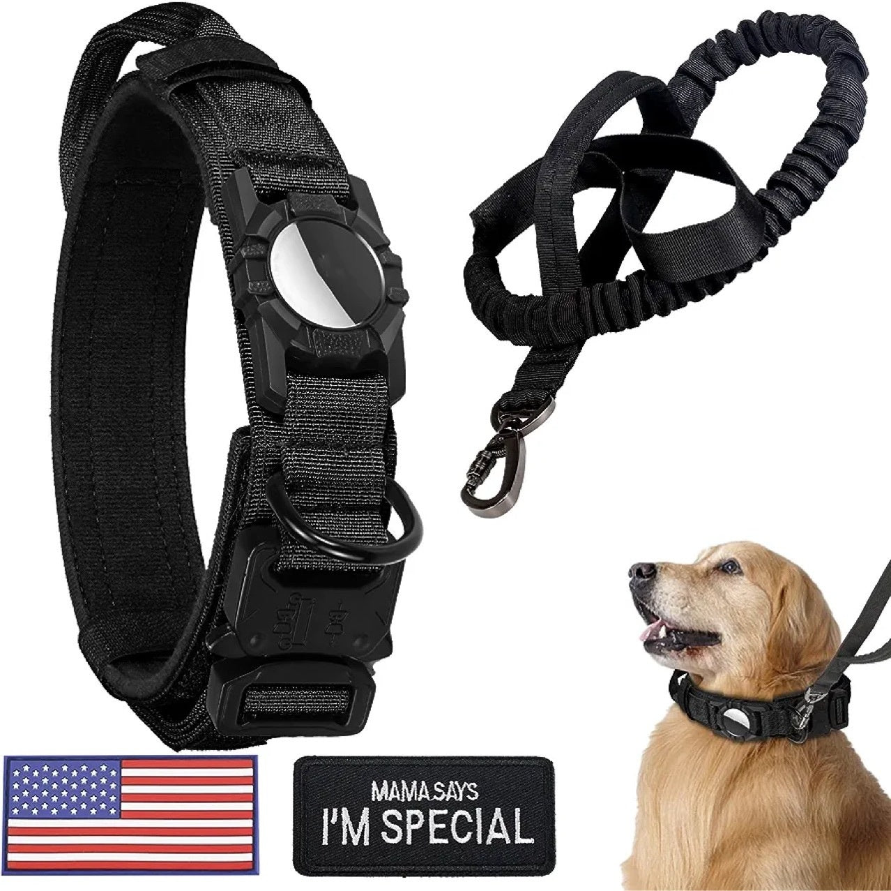 Tactical Waterproof Dog Collar Airtag Protective Cover Pet Collar