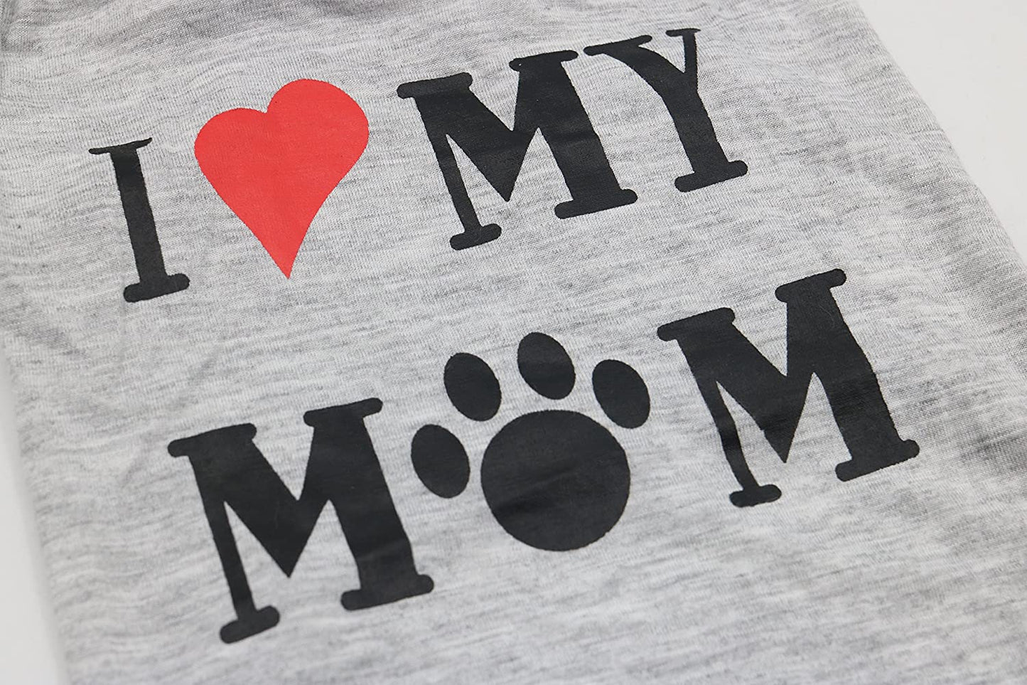 Droolingdog Dog Clothes Puppy Shirts I Love My Mom Dog T Shirt for Small Dogs, Small, Grey