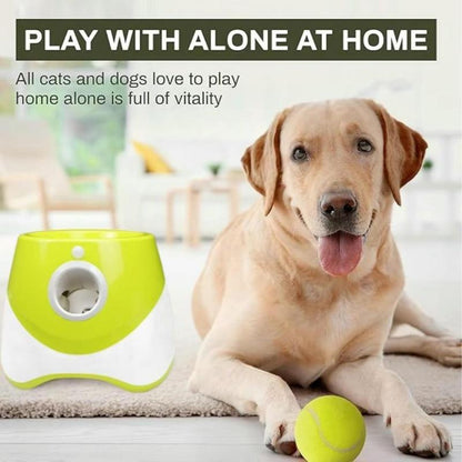 Automatic Dog Ball Launcher - Interactive Pet Trainer with 3 Tennis Balls & Adjustable Ranges for Outdoor Fun & Anti-Depression Enrichment!