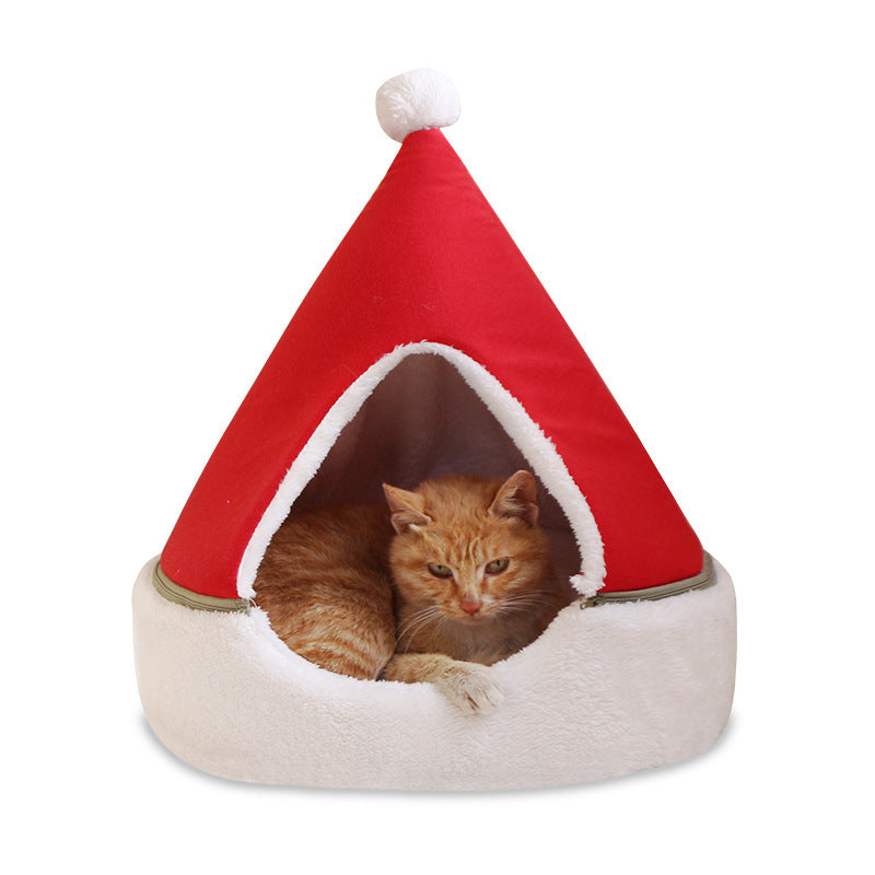 Festive Christmas Tree Cat Bed - Holiday Cheer for Your Feline Friend!