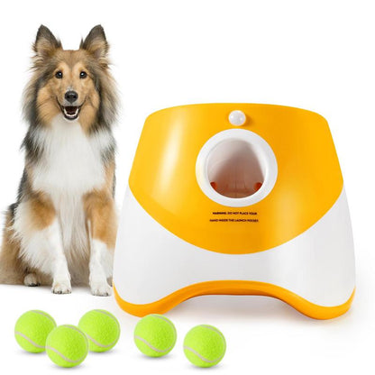 Automatic Dog Ball Launcher - Interactive Pet Trainer with 3 Tennis Balls & Adjustable Ranges for Outdoor Fun & Anti-Depression Enrichment!