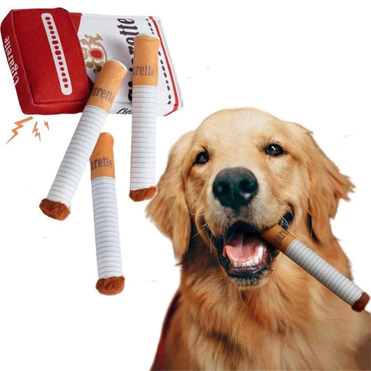 "Creative Cigarette-Shaped Plush Dog Toy – Interactive, Squeaky & Chew-Friendly Fun! Perfect Gift for Pets"