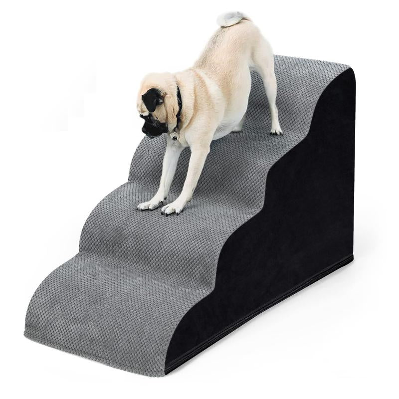 Pet Stairs for High Bed,4-5 Steps Dog Stairs Portable Indoor High Density Foam Removable Washable Cover Dog Ramp for Puppies, Older, and Injured Pets,Dog Furniture Couch Bed