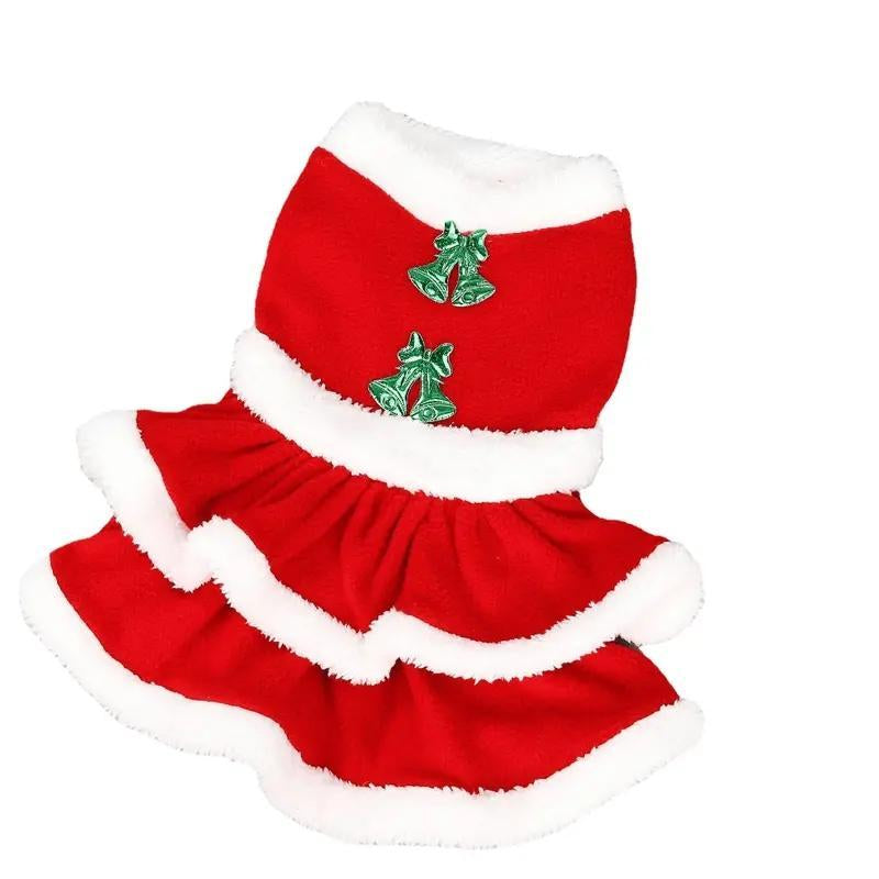 Christmas Cute Bowknot & Flower Design Pet Dress, Soft and Comfortable Pet Costume, Fashionable Pet Clothes for Holiday Party