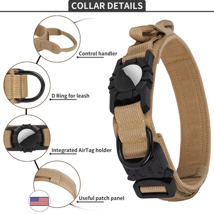 Tactical Waterproof Dog Collar Airtag Protective Cover Pet Collar