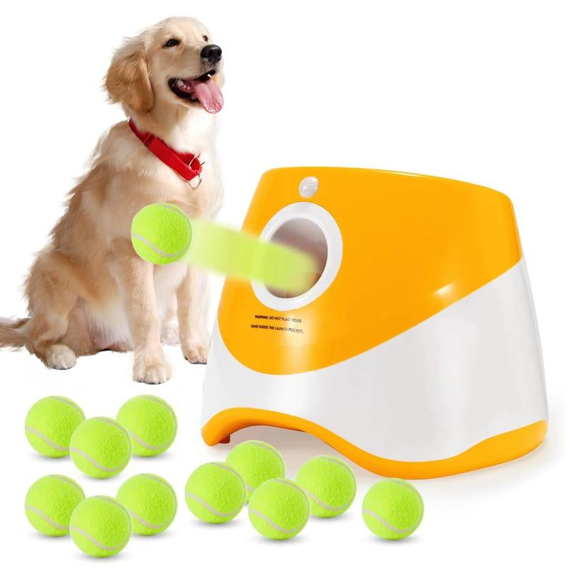 Automatic Dog Ball Launcher - Interactive Pet Trainer with 3 Tennis Balls & Adjustable Ranges for Outdoor Fun & Anti-Depression Enrichment!