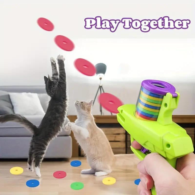 Interactive Cat Toy Launcher, 1 Count Battery Free Foam Plate Shooter, Fun Indoor Cat Toy, Pet Supplies for Small Cats and Dogs