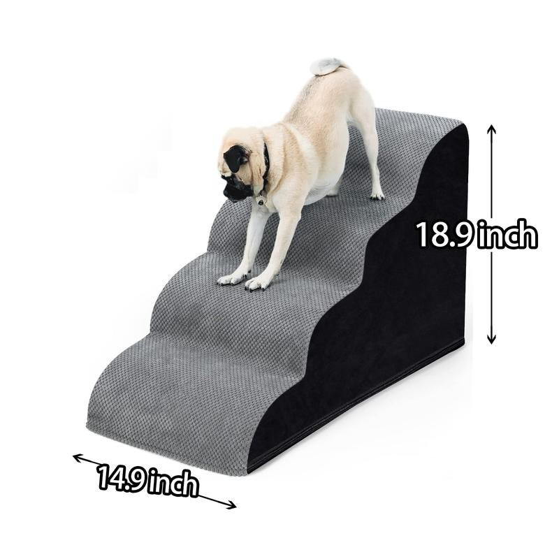 Pet Stairs for High Bed,4-5 Steps Dog Stairs Portable Indoor High Density Foam Removable Washable Cover Dog Ramp for Puppies, Older, and Injured Pets,Dog Furniture Couch Bed