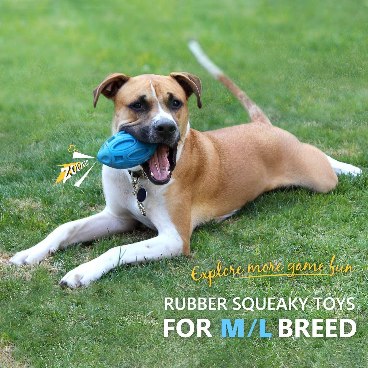 Soft & Durable Rubber Sounding Rugby Dog Ball