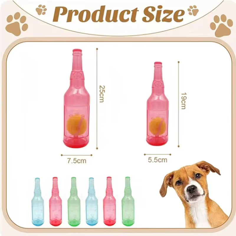 Pet Dog Noise Chewing Toy Beer Bottle with Tennis Ball Dog Toy Squeak Pet Toy Dogs Fun Toys Puzzle Toys