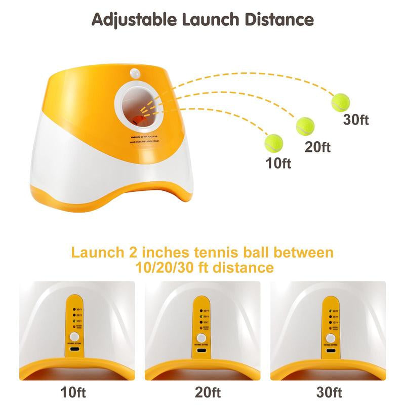 Automatic Dog Ball Launcher - Interactive Pet Trainer with 3 Tennis Balls & Adjustable Ranges for Outdoor Fun & Anti-Depression Enrichment!