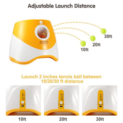 Automatic Dog Ball Launcher - Interactive Pet Trainer with 3 Tennis Balls & Adjustable Ranges for Outdoor Fun & Anti-Depression Enrichment!