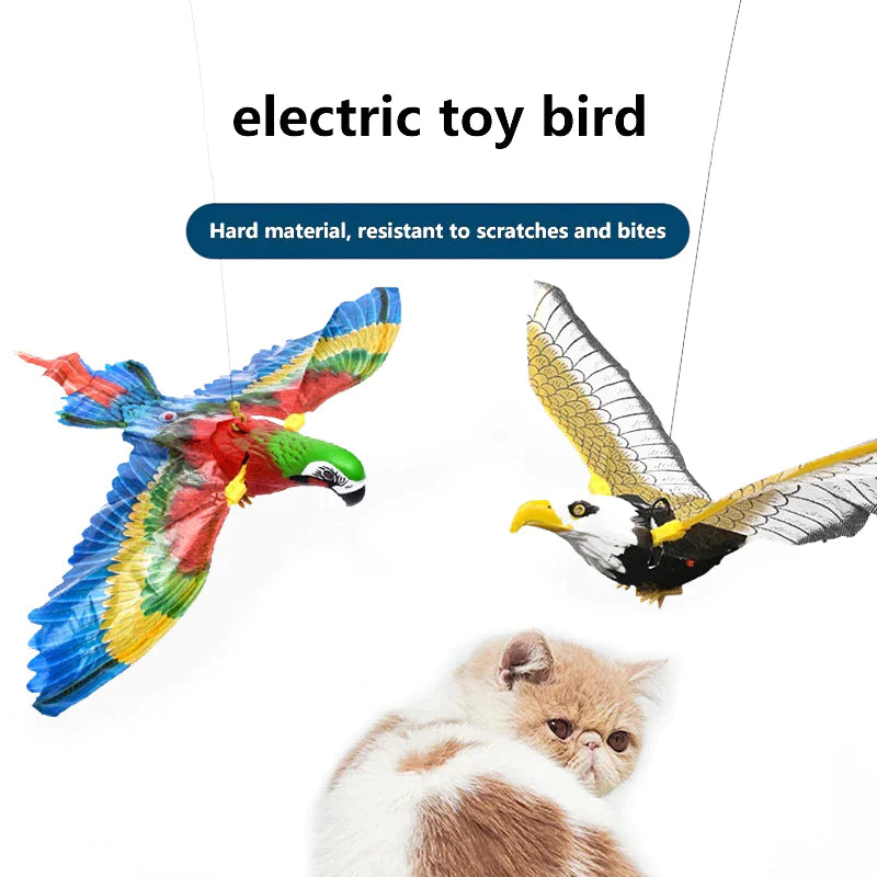 Simulation Bird Interactive Cat Toys Electric Hanging Eagle Flying Bird Cat Teasering Play Cat Stick Scratch Rope Kitten Dog Toy