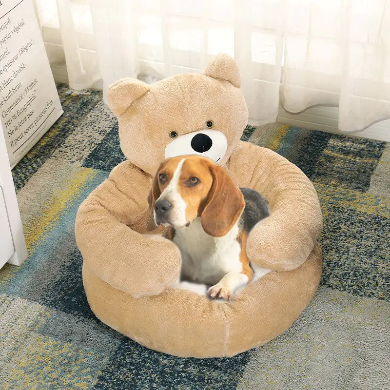 Cozy Bear Hug Pet Bed – Soft Plush Winter Cushion for Cats & Dogs, Warm & Comfortable Sleeping Mat, Ideal for Puppies and Small Pets.